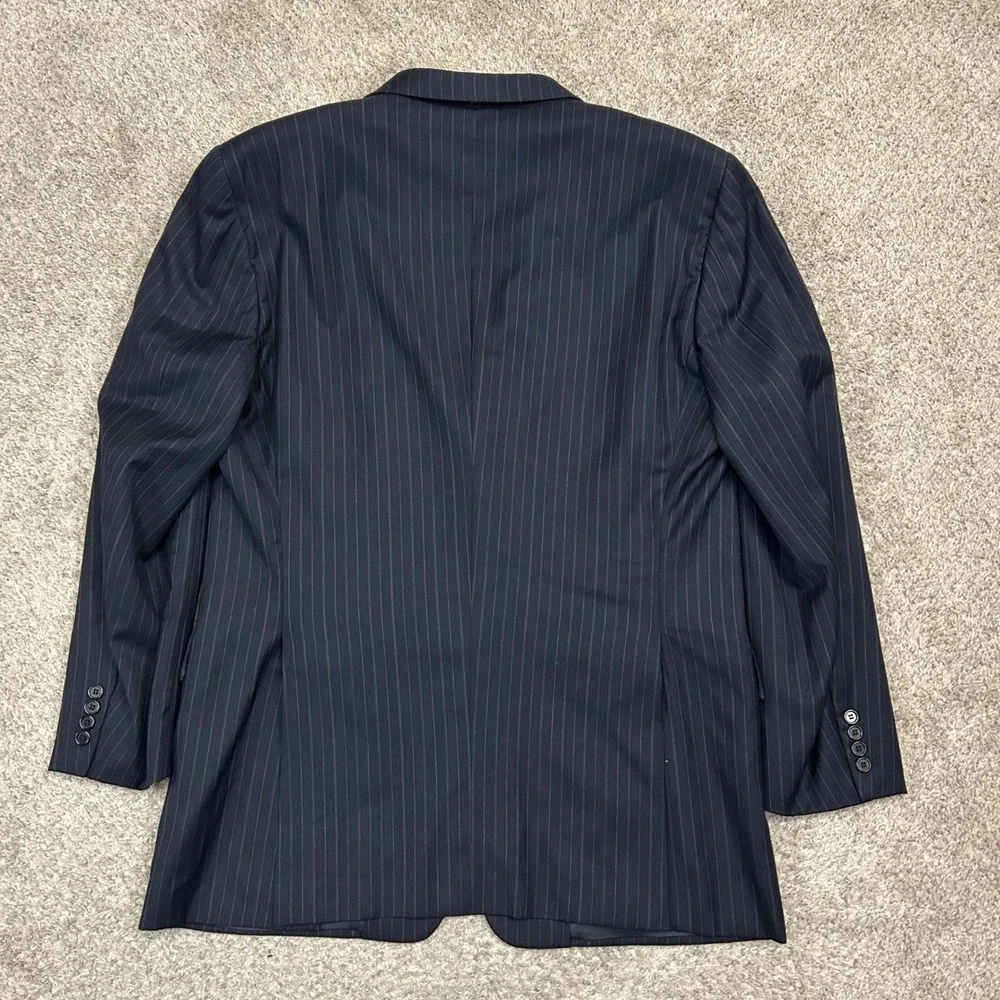 Hickey Freeman Blazer 46L Navy Blue Loro Piana Wool Pinstripe 3 Button